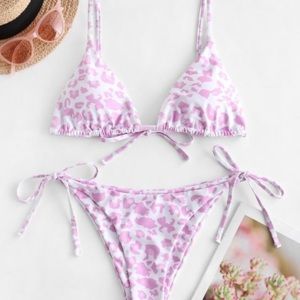 ‼️SOLD‼️pink leopard triangle bikini set